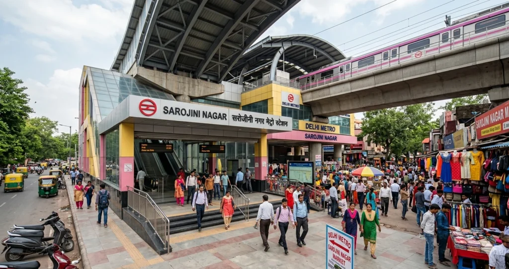 Sarojini Nagar Metro Station Delhi: Route, Map and Fares